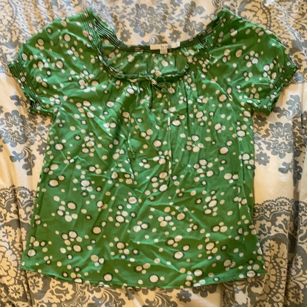 Women’s Size 4 Boden Green Patterned Blouse